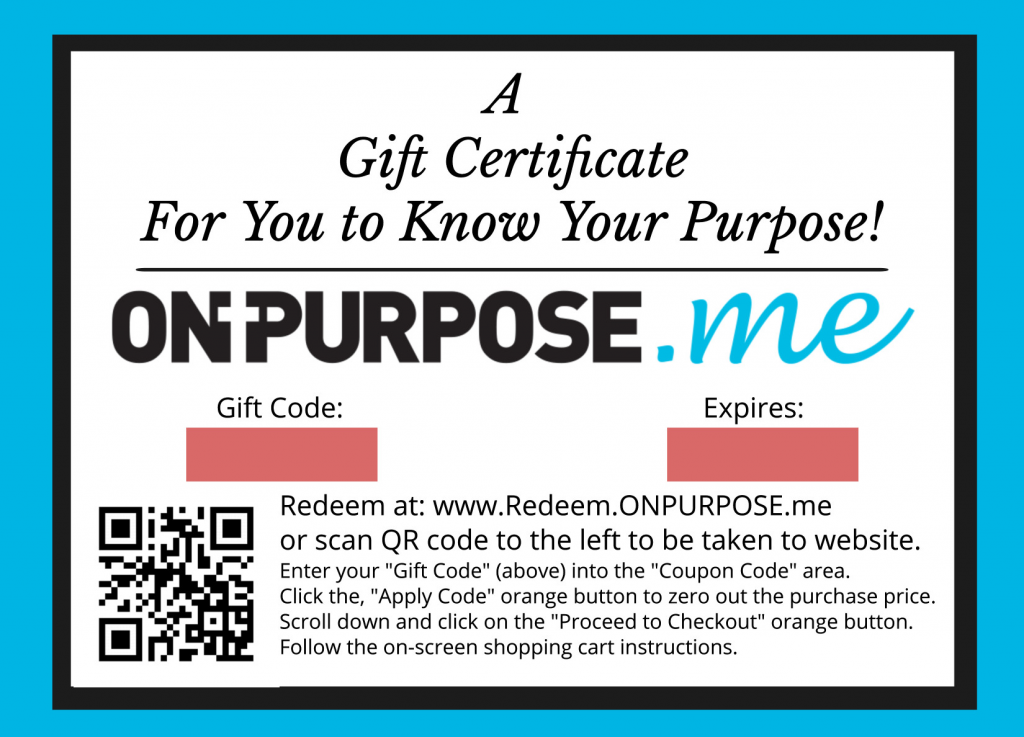 Find my life purpose gift certificate